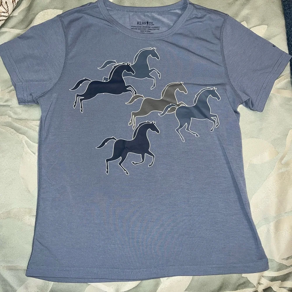 Kerrits blue girls horse riding XL T-Shirt EUC - Picture 1 of 4